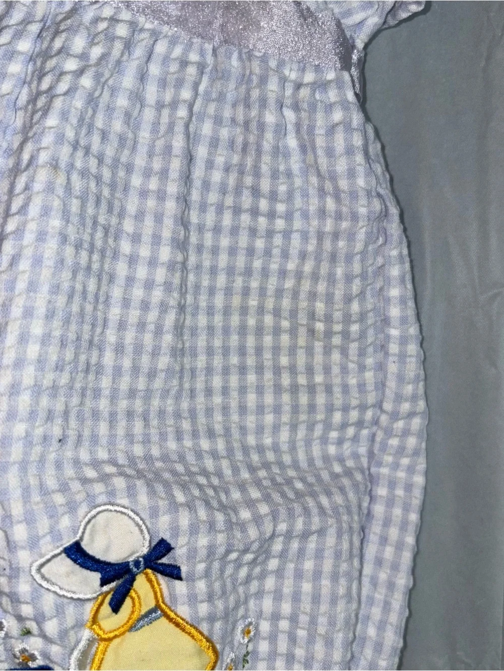 Vintage Retro 90s Americana Baby Girl‎ Blue Gingham Bubble Romper 6/9 Months